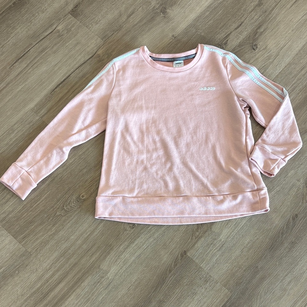 Adidas Light Pink Crewneck with White Accents